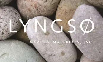 Smooth garden stones with the text 'LYNGSO Garden Materials' overlayed.
